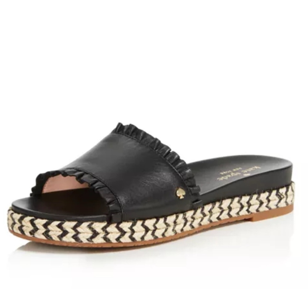 Kate Spade Black Ruffle Espadrille Sandals